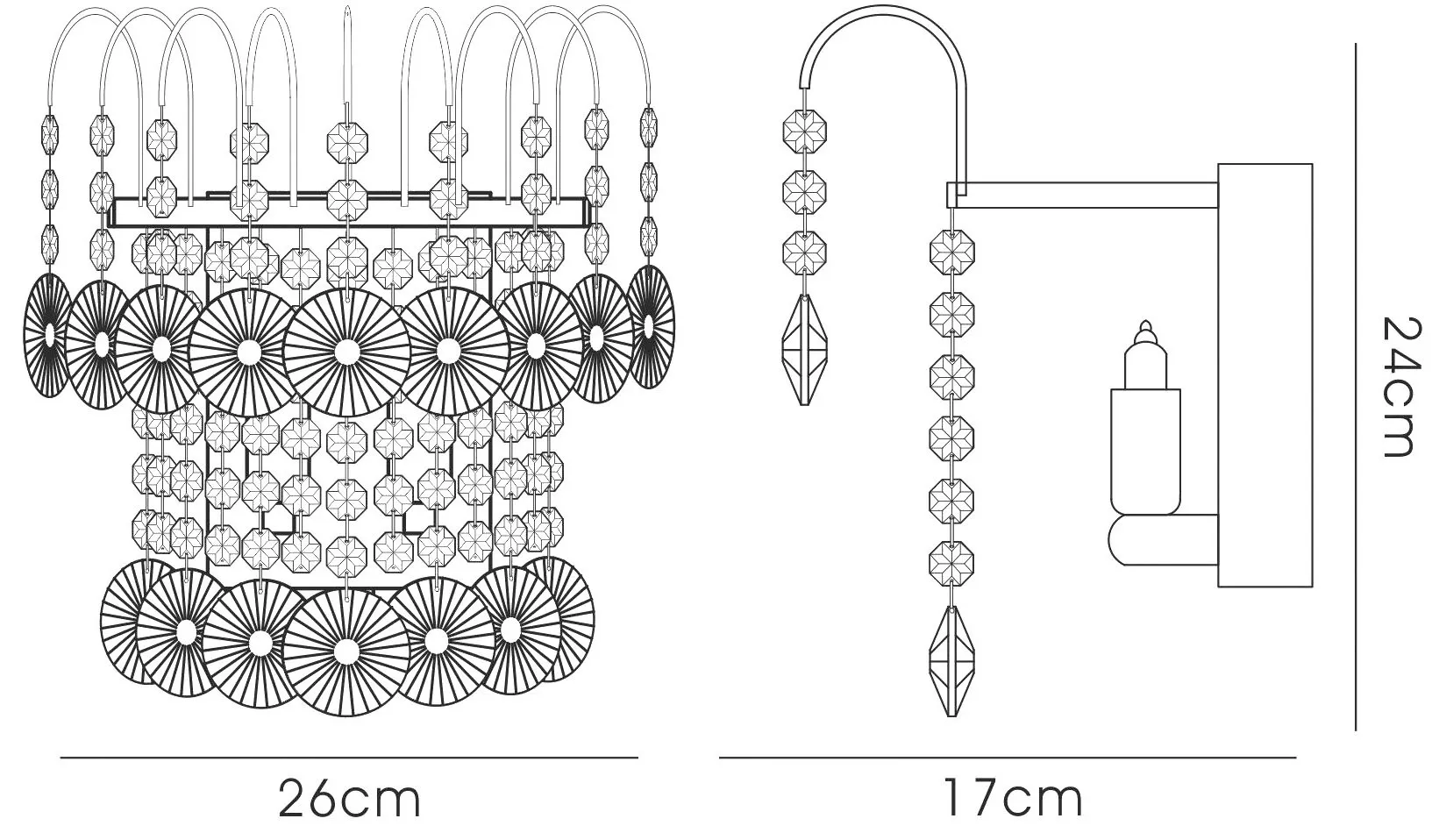 Rosina Crystal Switched Wall Lamp 2 Light French Gold IL32052  Diyas Rosina French Gold